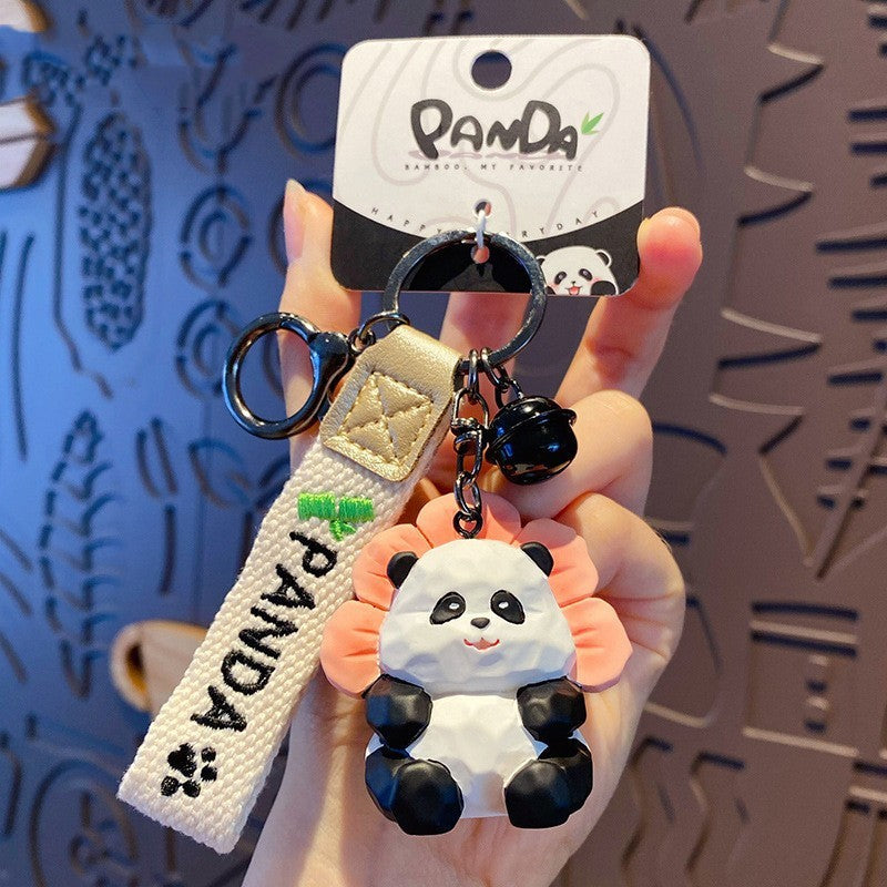 Resin Wood Carving Panda Keychain-5