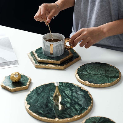 Emerald Natural Marble Placemat Coaster Plate