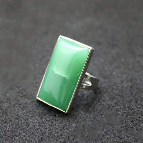 Personality Rectangular Jade Jewelry Gem Ring