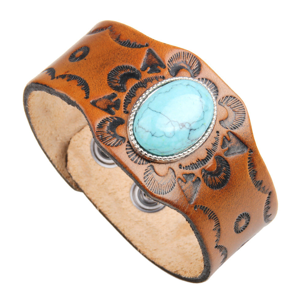 Fashion Turquoise Totem Leather Bracelet