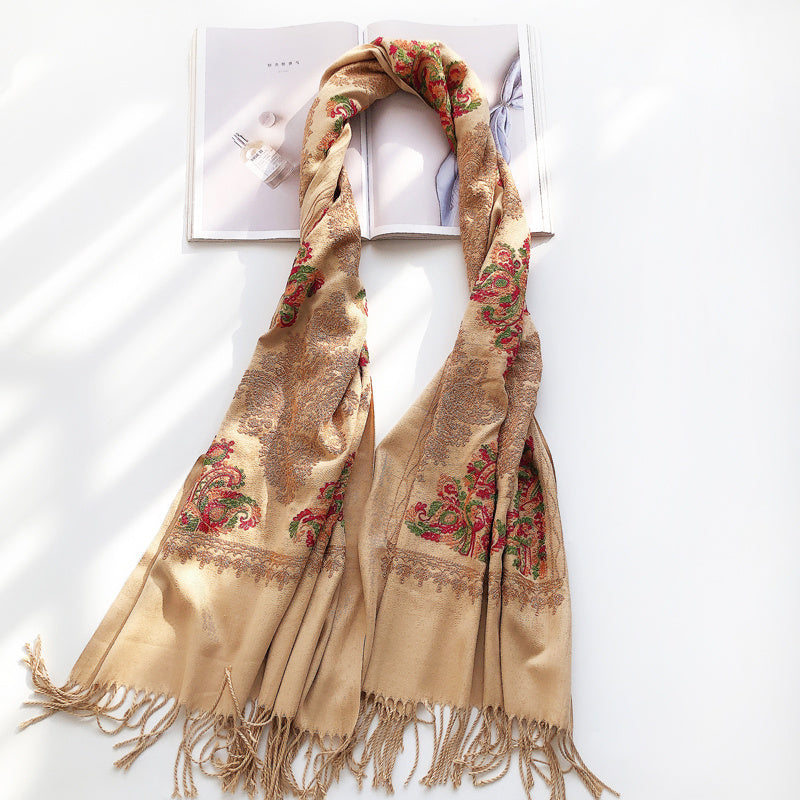 Vintage Ethnic Style Ladies Embroidered Scarf Shawl-8