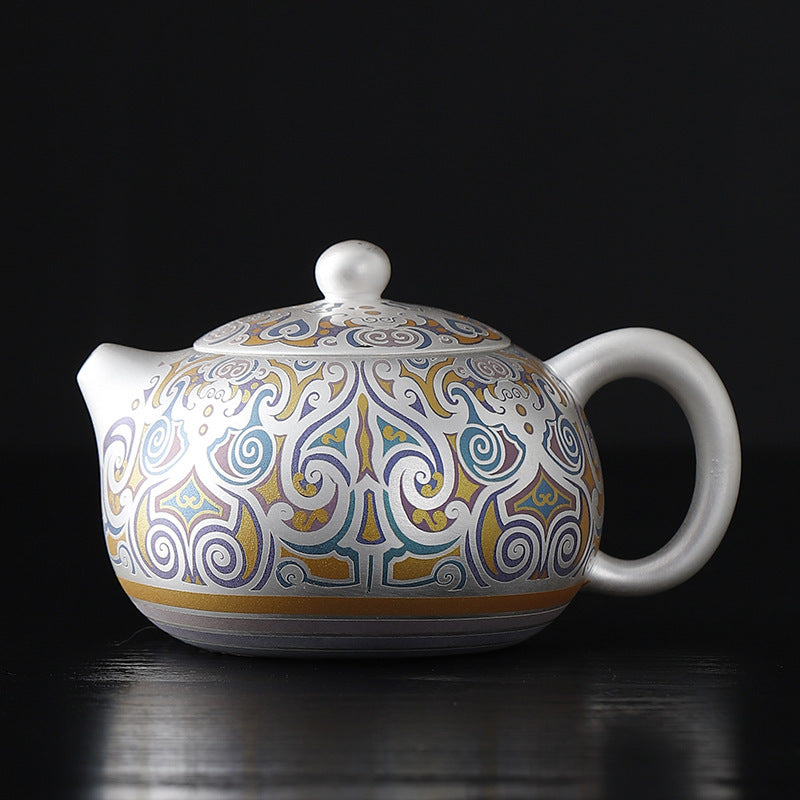 Hand-painted Silver Gilded Fengming Pot Teapot Single Teapot