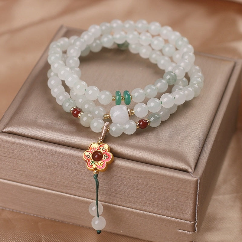 Chinese Style Retro Multi-circle Hetian Jade Beaded Bracelet-3