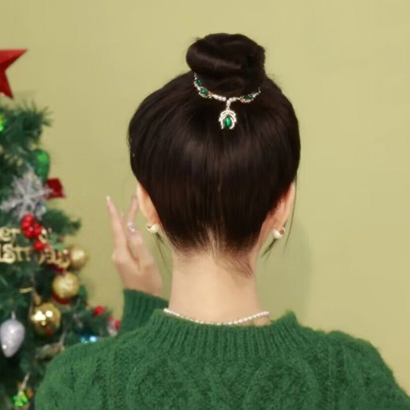 High-end Show Temperament Light Luxury Green Crystal Hair Accessories-3