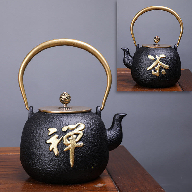 Creative Literary And Art Hand-made Boiled Teapot Happy Iron Teapot