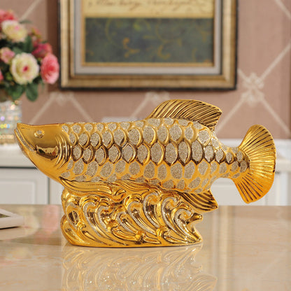 Chinese Arowana Ceramic Ornaments Entrance Wine Cabinet Decorations