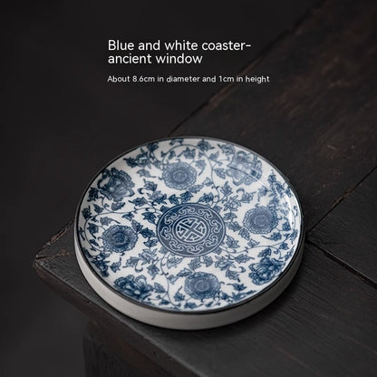 Blue And White Porcelain Teacup Mat Round Heat Proof Mat Household Tea Mat