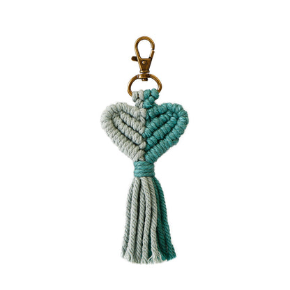 Tassel Peach Heart Hand Woven Pendant Keychain