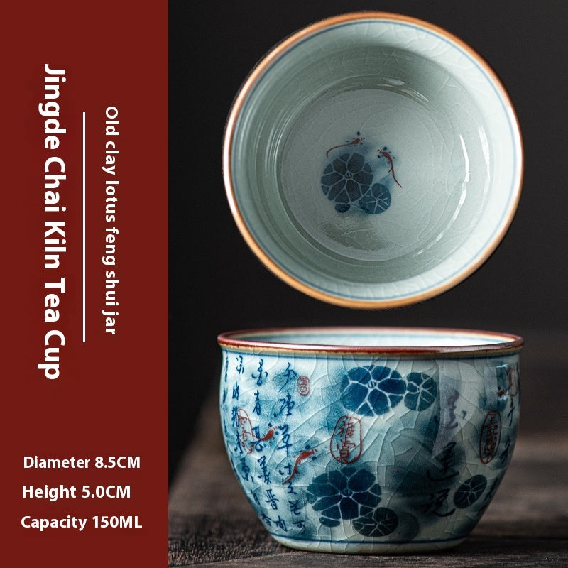 Blue And White Antique Old Clay Kung Fu Tea Brewing Ceramic Single Cup