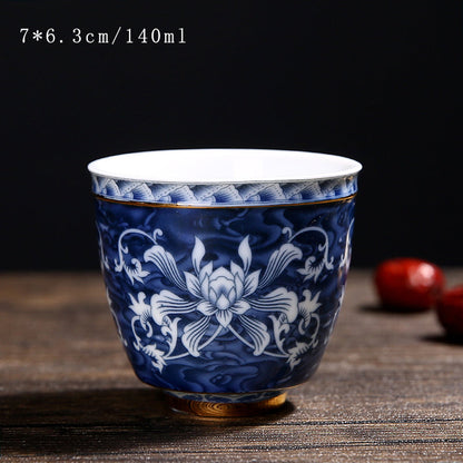 Vintage Chinese Blue and White Porcelain Ceramic Coaster Teacup Set-4