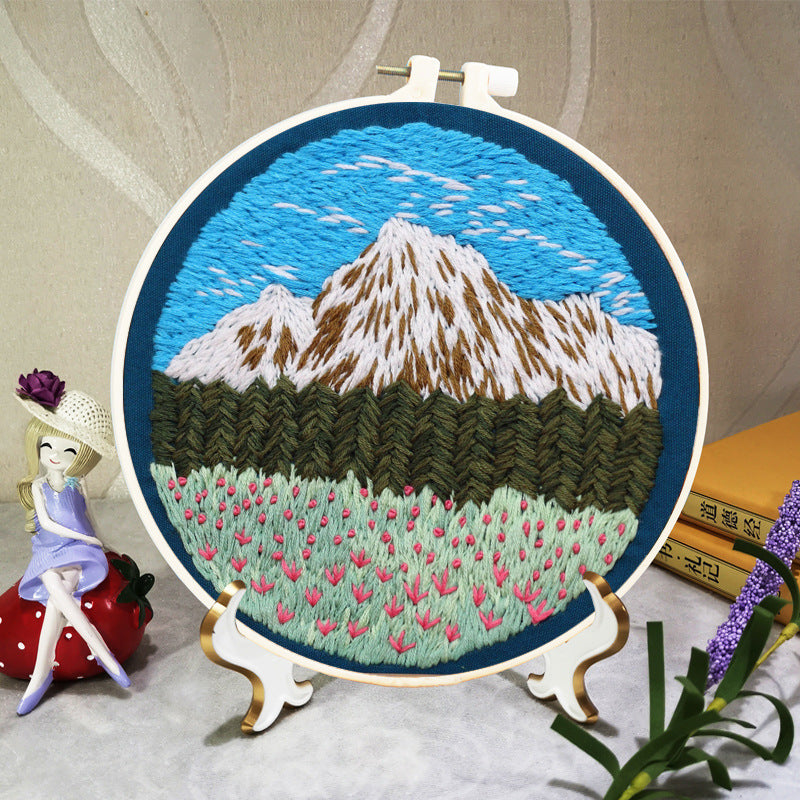 Landscape Embroidery DIY Beginner Embroidery Material Kit-7