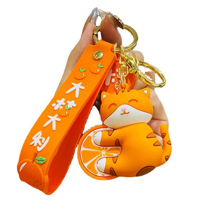 Creative Big Orange Cute Aauspicious Cat Keychain-6