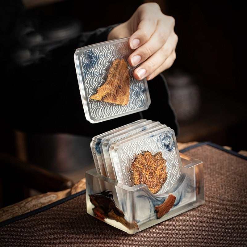 Creative handmade pine resin Chinese coaster