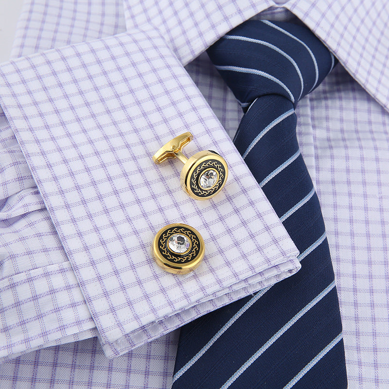 Round Gold French Style Men's Business Cufflinks