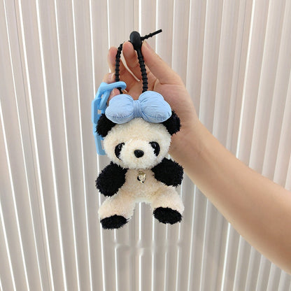 Bow Tie Panda Cute Plush Pendant Car Keychain-6