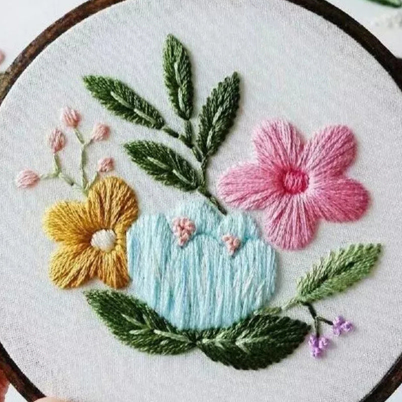 Beginner's Simple Flower and Plant 3D Embroidery Material Pack-1