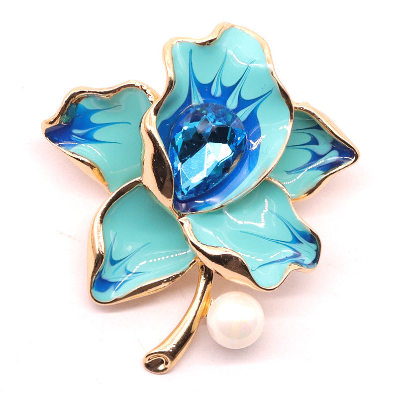 Simple Elegant Enamel Drop Oil Flower Brooch