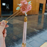 Ancient Style Tassel Headdress Three-dimensional Plum Blossom Hanfu Hairpin-4