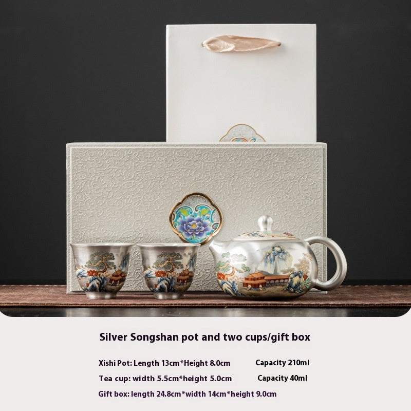 Silber gepackte Teekanne Teetasse Chinesisches traditionelles Muster kreativer Tee -Set