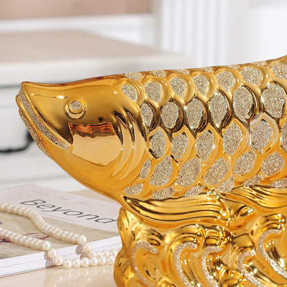 Chinesische Arowana -Keramik -Ornamente Eingang Weinschrank Dekorationen