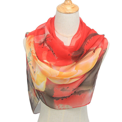 Spring and Summer Sunscreen Bright Color Printed Thin Scarf Shawl-6