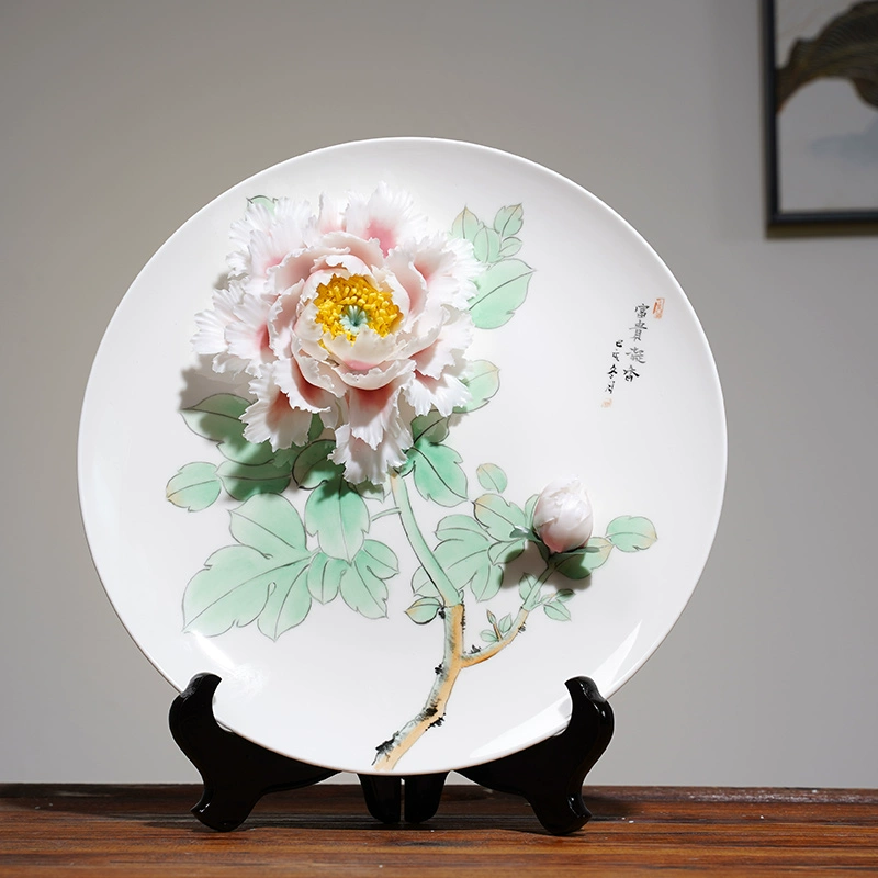 Load video: video-Housewarming Gift Ceramic 3D Flower Plate Hand-painted Ornament-