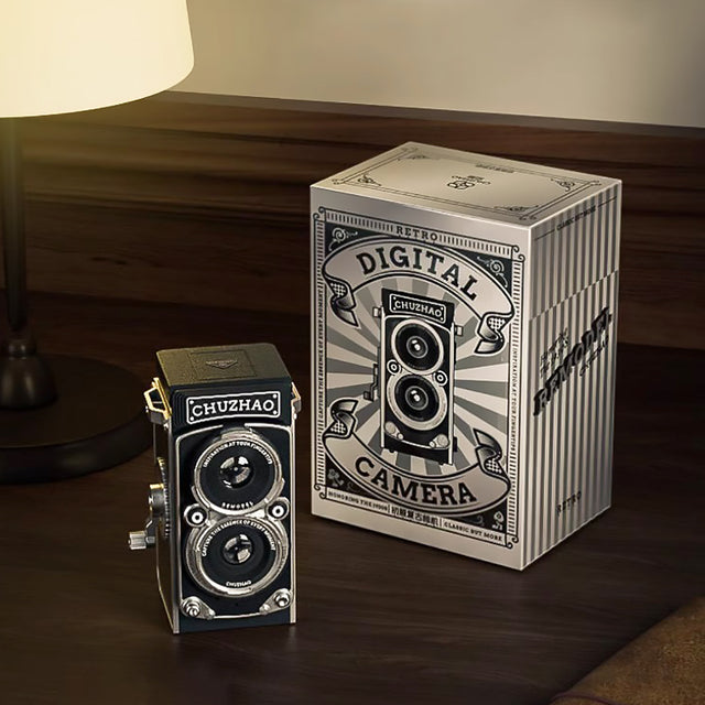 Digital Mini Portable TLR Camera with Retro Twin Lens Design-video