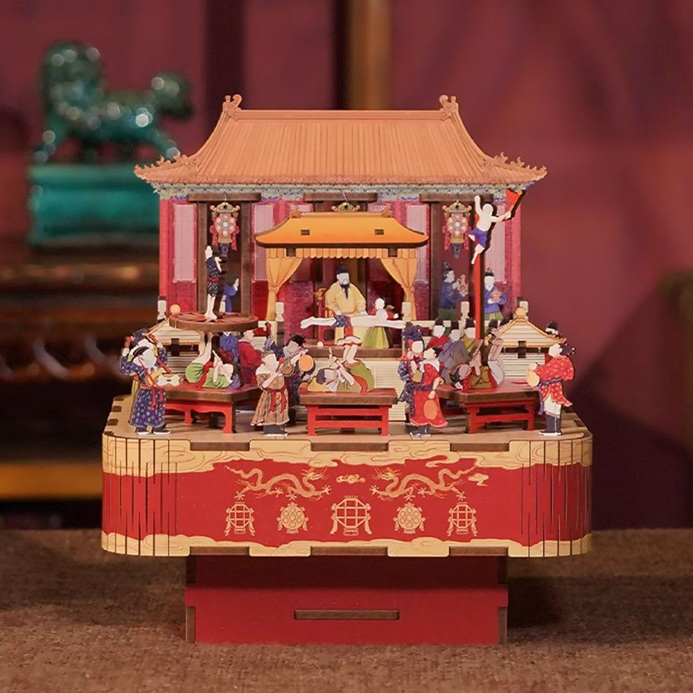 video-Anniversary Gifts 3D Puzzle Music Box Happy Lantern Festival Wooden Music Box