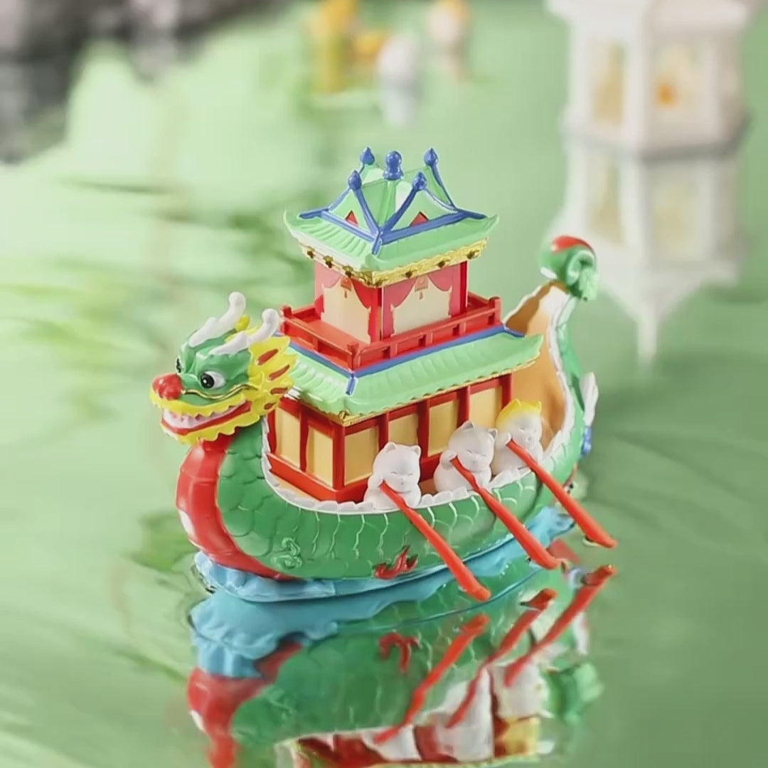 Load video: video-Dragon Boat Festival Night Light Large Dragon Boat Ornaments Personalized Gifts