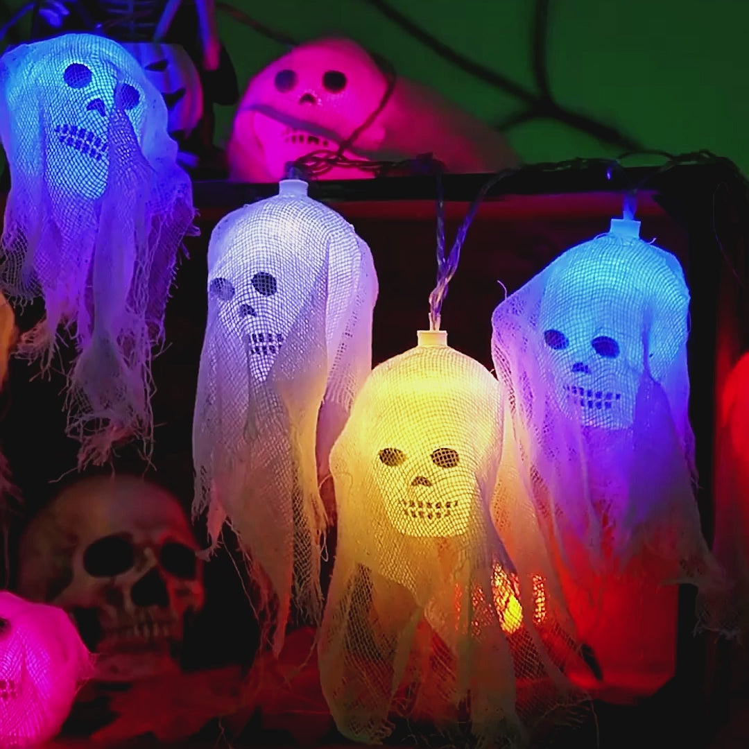 LED Halloween Ghost String Lights for Spooky Party Decoration-video