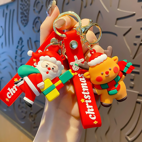 Christmas Cartoon Doll Resin Keychain Cute Santa Gift-video